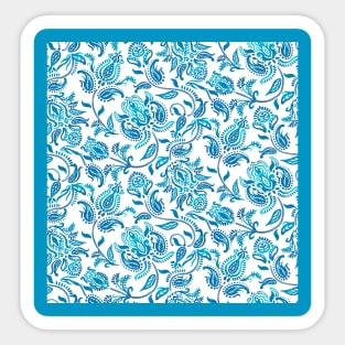 Blue Paisley White Background Sticker